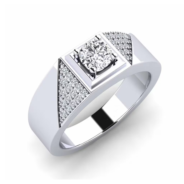 แหวนแพลทินัมเพชร VVS2 Lab 1 กะรัตสำหรับผู้ชาย