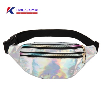 Shiny Waist Bag with Pouches and Adjustable Belt