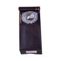 Bolsa de café compostable certificada con fuelle con lazo de hojalata