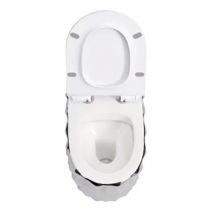 Silver Rimless Wall Hung Bathroom Toilet Bowl