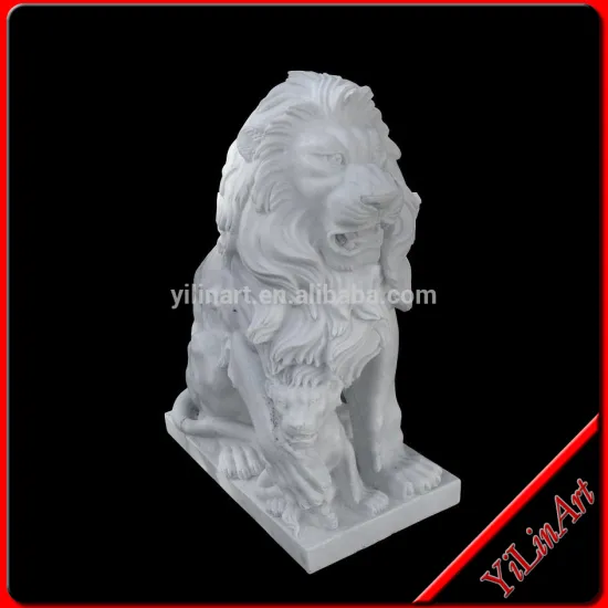 Stone Lion Sculpture,White Marble Sitting Lion Sculpture (YL-D047)