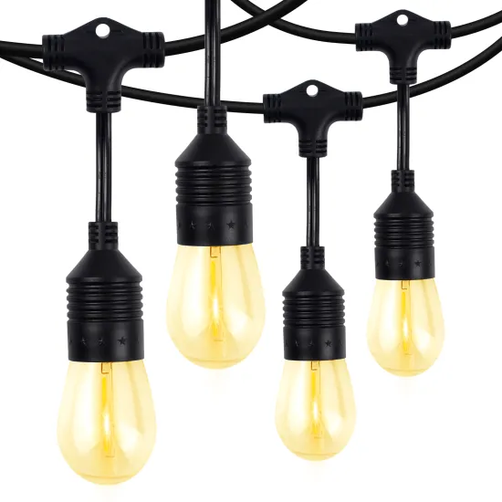Hot Selling 18/2 SJTW 48FT Heavy Duty LED String Lights with 15 Dimmable S14 E26 Bulbs