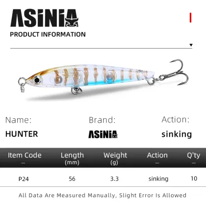 New Bearking Official Store 56mm 3.3g Sinking Pencil Bait Fishing Lure ASINIA