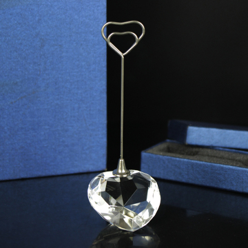 Crystal Heart Diamond Place 카드 홀더 - 결혼식 호의 선물 및 메모 클립 스탠드