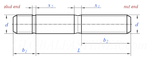 Unequal Thread Length Tap-end Studs DIN938