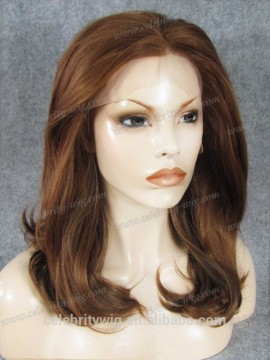 Medium length chestnut brown for synthetic lace front wig