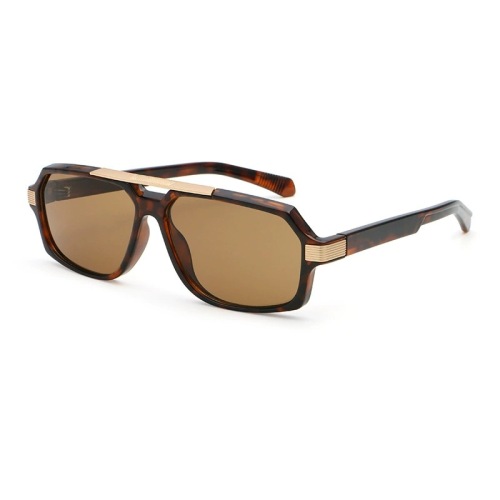 PC Retro Polygon Double Bridge Pilot Sunglasse