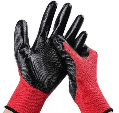 Labor Protection Red and Black Latex Coated Work Gloves