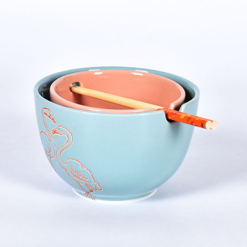 Flamingo Design Creativity Shape Ceramic instant noodle bowl