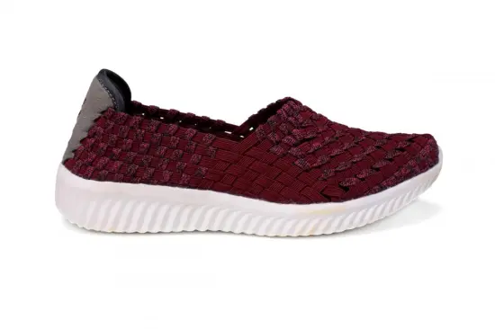 Wine red flexible Woven Holes Shoes