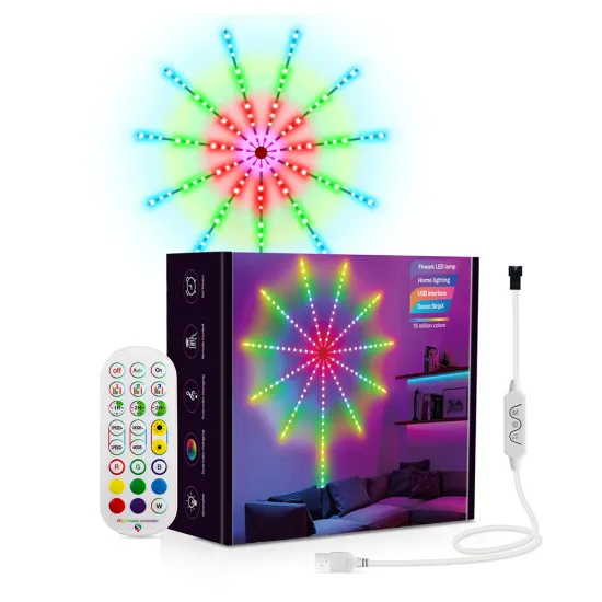 RGB LED Light Strip with Music, Sound Sync, and Smart Firework Effects - DC 5V USB & Remote Control