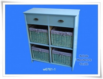 Wooden Cabinet with Willow Drawer