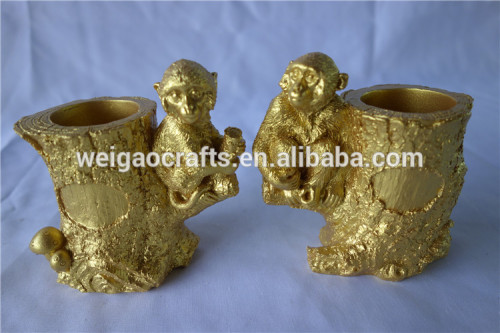 animal theme statue type polyresin material golden monkey for home decor