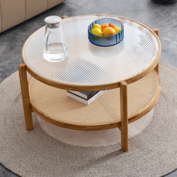 Elegant Double Round Coffee Table with Storage