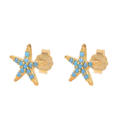 HYH S925 Sterling Silver Colorful Zircon Pentagram Stud Earrings