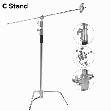 C Stand Photo Studio Heavy Duty Light Stand with Extension Arm and Grip Head, 3.3m Height with Folding Legs