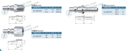 ZJ-300 Pneumatic Quick Coupler Air Quick Coupling HANSEN SERIES