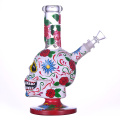 9.4in Hippiesglass, copo de vidro de esqueleto de terror desenhado à mão Bongo de vidro, bongo de flor fofo, tubo de água de vidro borossilicato, cachimbo de vidro de vidro