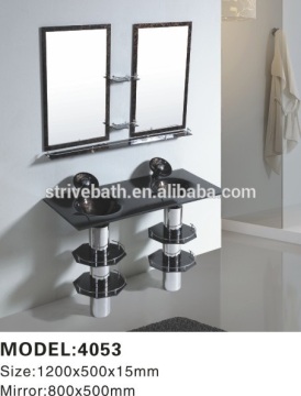 Double Glass Sinks and Mirrors For Bathroom