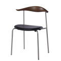 simple metal dining chair with wood seat