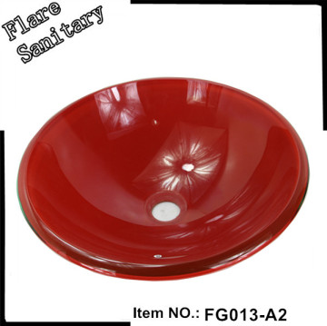 Foshan red bathroom sink glass in stock