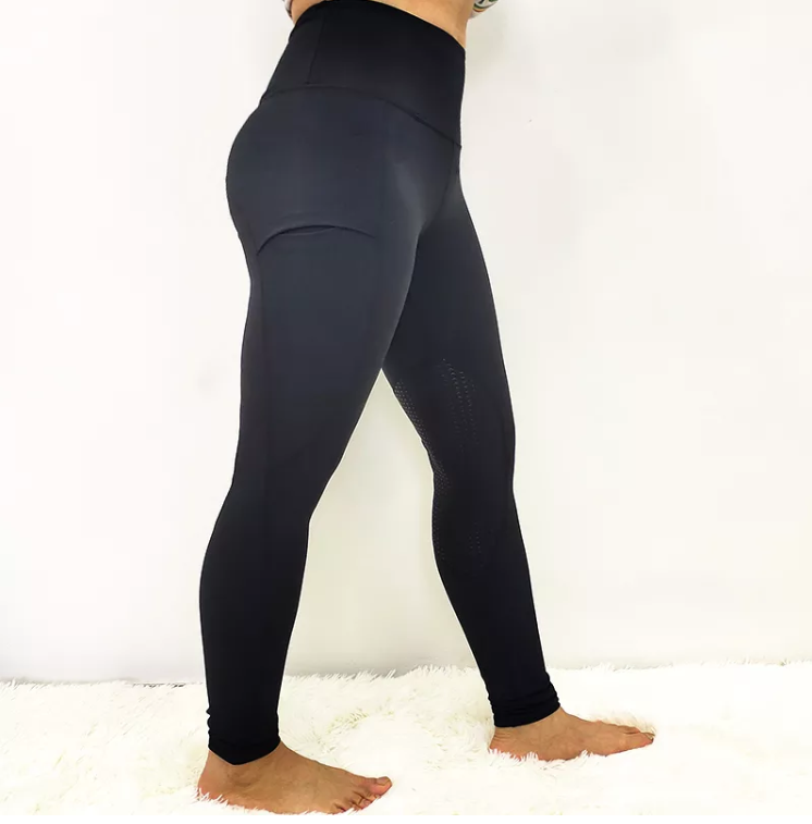 Leggings ecuestres de damas de cintura alta bolsas laterales