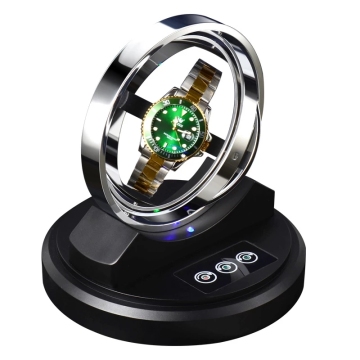 USB-Powered Luxury Watch Winder with Turn Display, Mute Mabuchi Motor, LED Lights & Metal Stand for Automatic Watches
