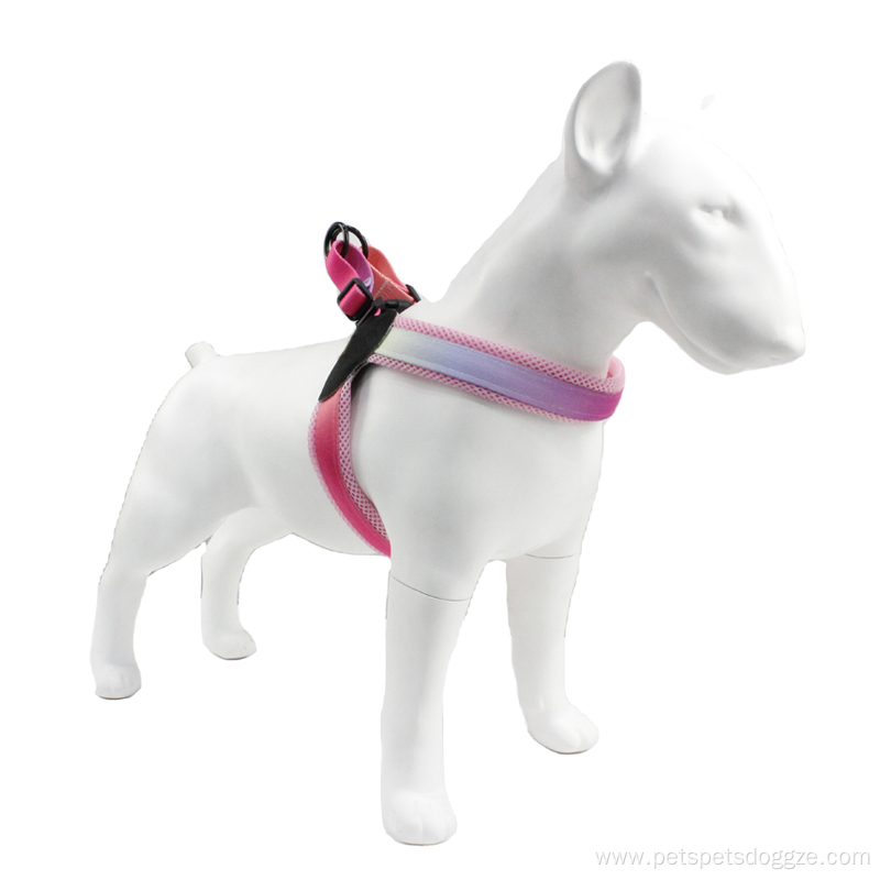 Pink-White Gradient Color Adjustable Mesh Dog Harness