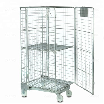 China Supplier Hot Sale Collapsible Mesh Wire Cargo Storage Cart with Wheels