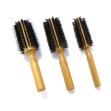 Premium Bamboo Boar Bristle Round Hair Styling Brush for Smooth and Shiny Hair