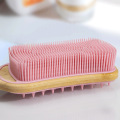 Bamboo long-handle silicone bath brush