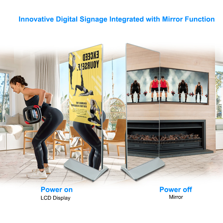 43" Floor Stand Interactive Touch Screen Magic Fitness Smart Mirror Sport Displays Kiosk