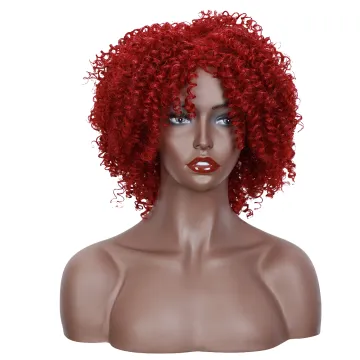 Competitive afro Kinky curl unprocessed passion twist  dark red human synthetic hair wigs synthetic braiding hair wigs for woman