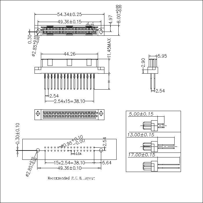 DFS-XX-XXX-209 DIN 41612 Vertical Female Type Half B Compliant press-Fit Connectors 32 Positions