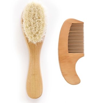 Camel Hair Baby Brush and Wooden Comb: Safety Health Care Tools for Daily Baby Grooming