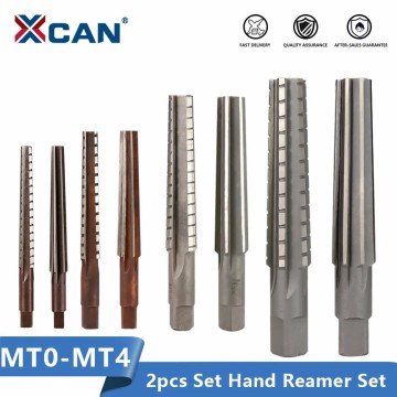 XCAN Hand Reamers 2pcs MT0/MT1/MT2/MT3/MT4 Steel Fine/Rough-Edge Morse Taper Reamer For Milling Finishing Cutter Tool
