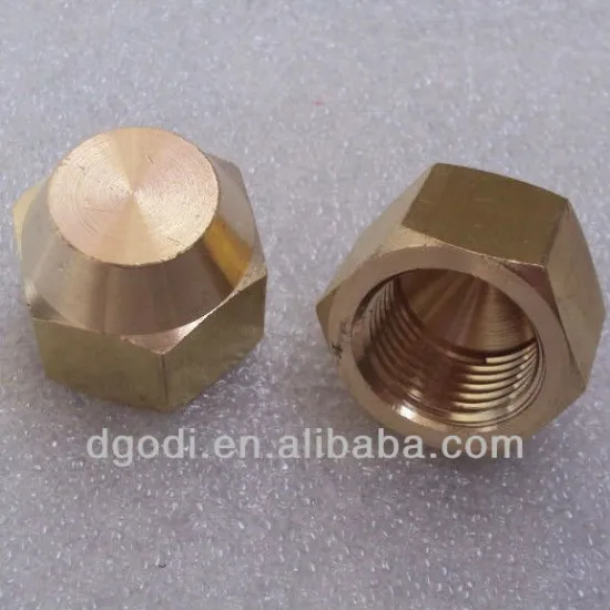 custom flat head brass connecting end cap nut