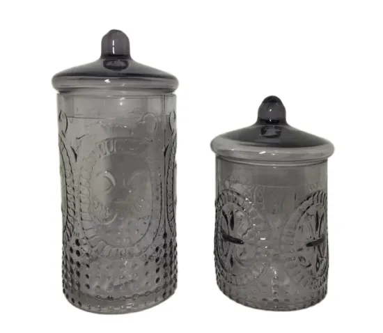 smoke luster clear glass candy jar with lid