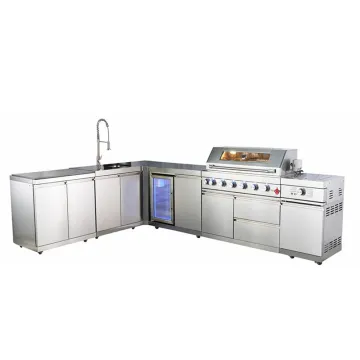 Customized  Side Gas Burner Stove BBQ Grill Stainless Steel Modular Outdoor Kitchen Cabinets
