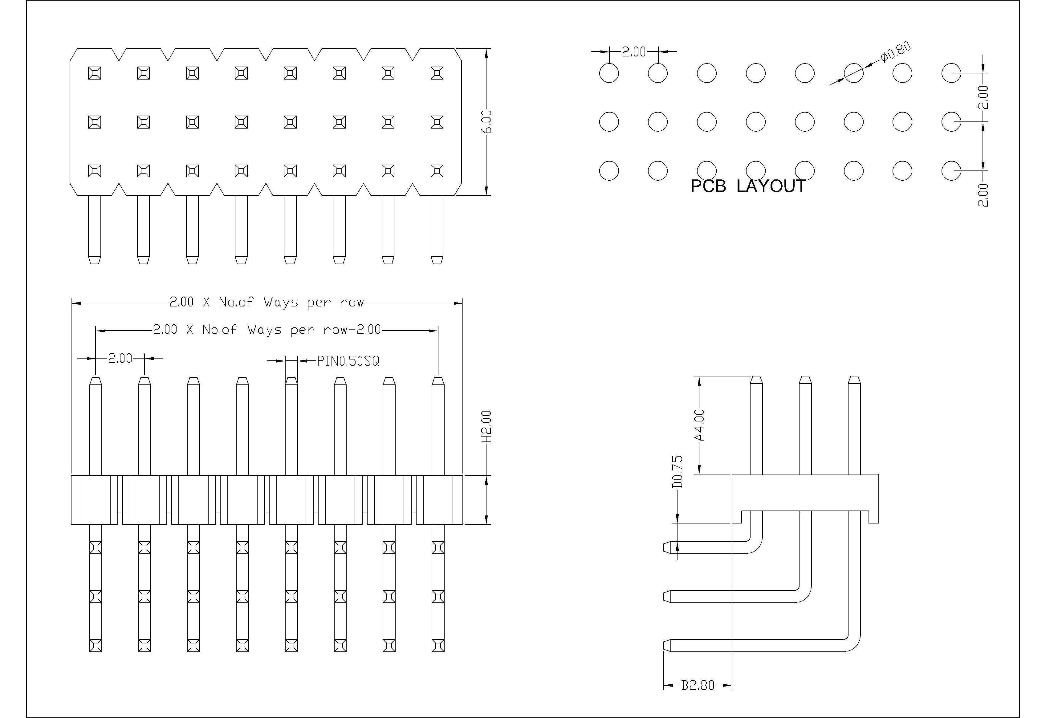 2.0mm Triple Row Pin Connector