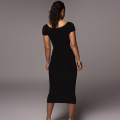 Custom Sexy Midi Dress Short Sleeve Neck Strap