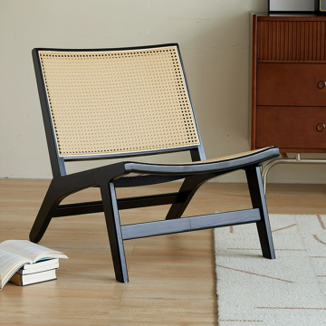 Nordic Solid Wood Rattan Lounge Chair