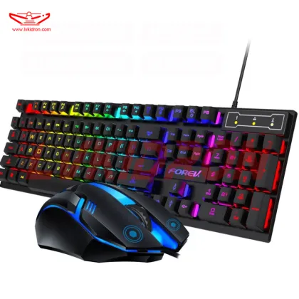 LVKI-Q305S Wired Glow Gaming Keyboard and Mouse Set: Waterproof Mechanical Keyboard with Laser Carving Keycap and Ergonomic Mouse