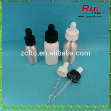 Empty cosmetic aluminum dropper bottle.50ml aluminum cosmetic bottle with glass dropper cap