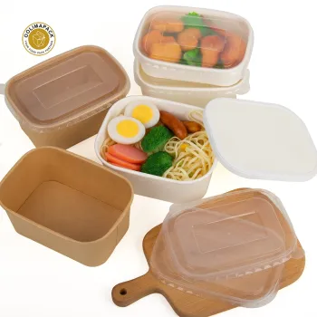 100% Compostable Eco-Friendly Waterproof Salad Bowls with Lids - Square and Rectangular Options