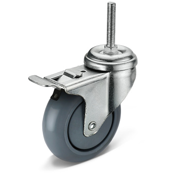 hot sales PU Screw Movable Double Brake Casters