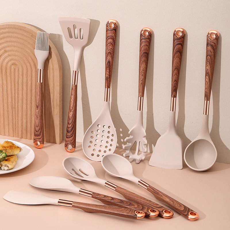 Wooden Handle Silicone Kitchen Utensil Set