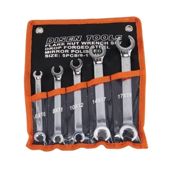 5pcs High Strength Carbon Steel Flare Nut Spanner Wrench Set