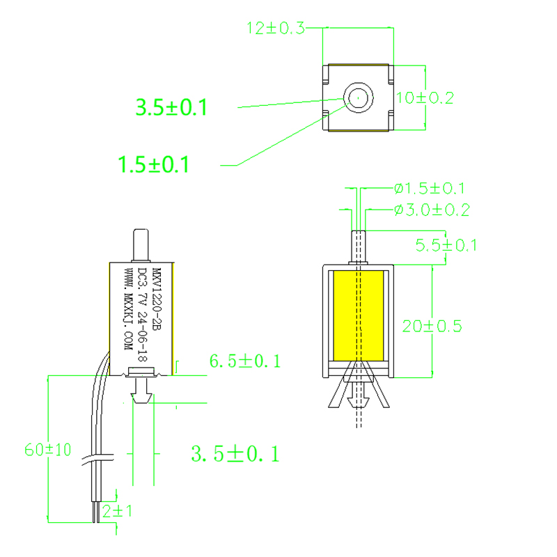 Two-way solenoid valve dimension drawing