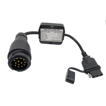 Vehicle 13-Way Flat Adapter to US 4-Pin Round Plug Trailer Light Converter
